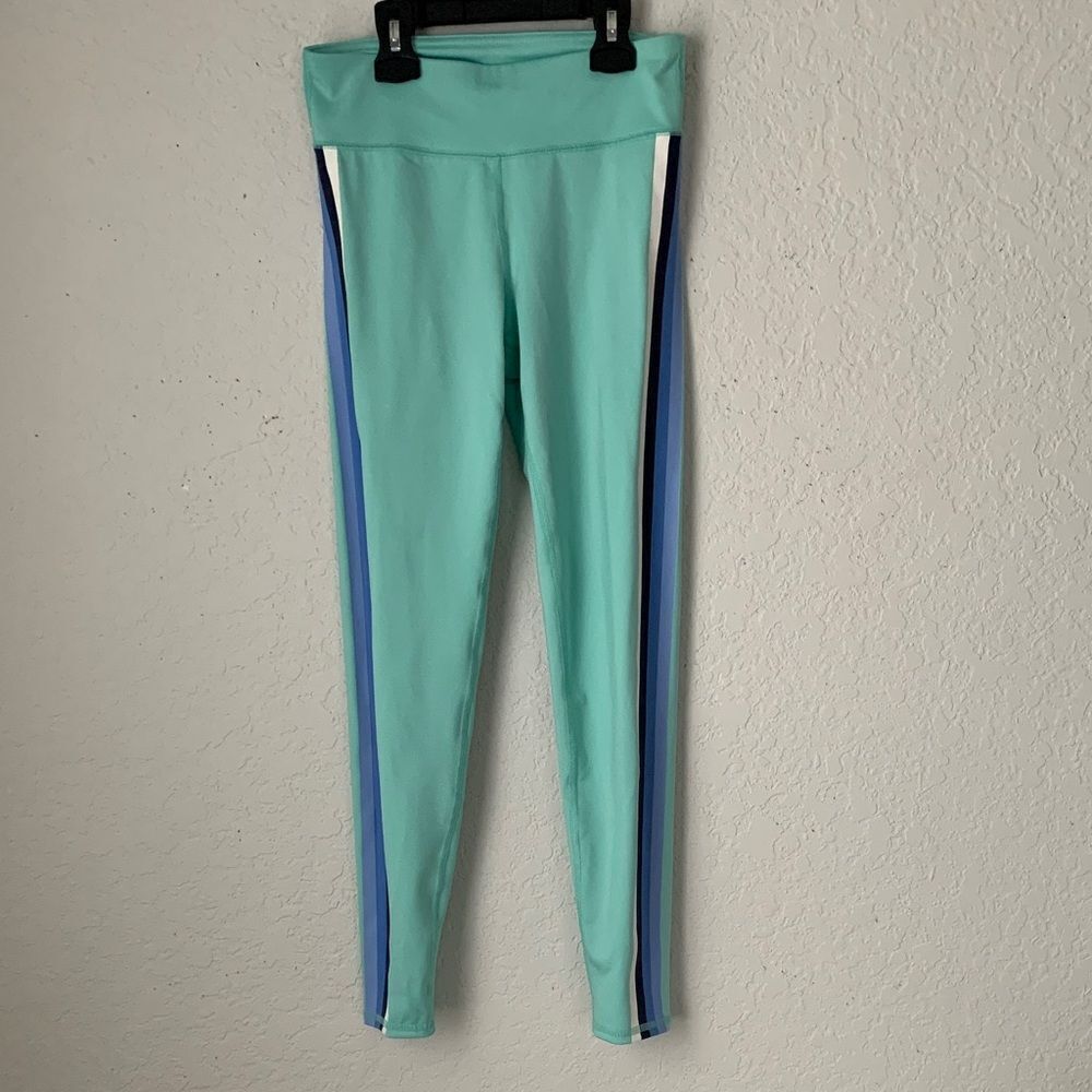 Gap Girls Aqua Leggings with Blue White Stripes Size XL